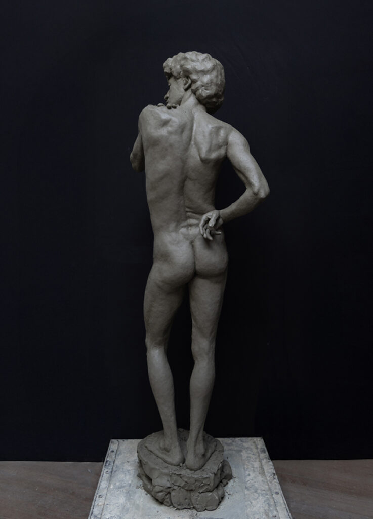 life-size sculpture in water-based clay by Bart Hat