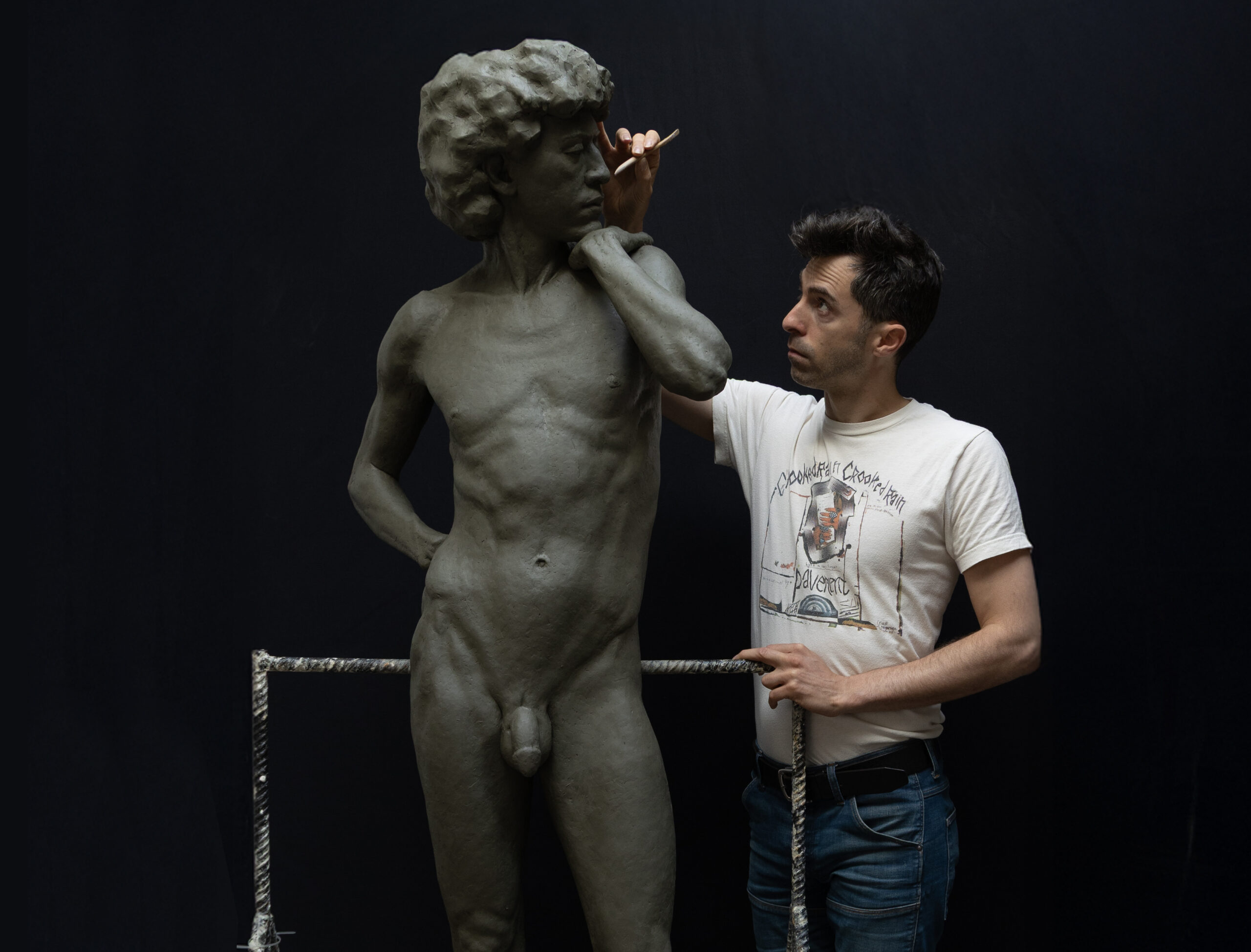 Bart Hat sculpting figurative sculpture in studio